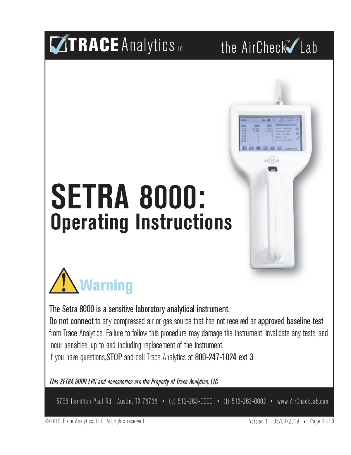 Instrucciones De Muestreo De Setra Trace Analytics The Aircheck Lab