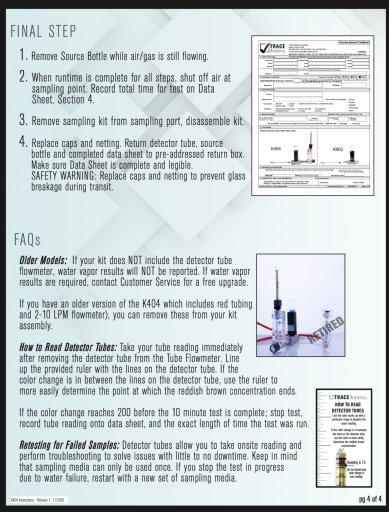 Instrucciones Del Kit K404 Trace Analytics The AirCheck Lab